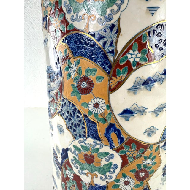 Metal Mid 20th Century Chinese Export Handpainted Umbrella Stand For Sale - Image 7 of 11