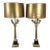 Mid 20th Century Pair of Neoclassical Brass Column Table Lamps in the Charles X Style With Candelabra Arms For Sale