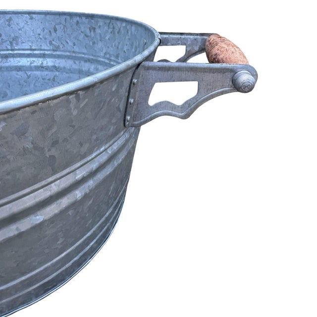 Farmhouse 2001 Rustic Farmhouse Pottery Barn Galvanized Metal Party Bucket / Beverage Tub For Sale - Image 3 of 11
