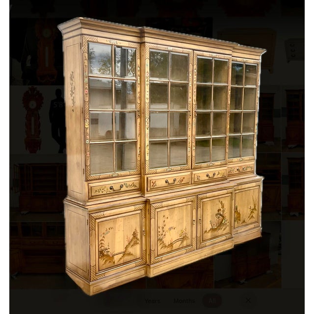 Chinoiserie Breakfront China Cabinet Bookcase Union National For Sale - Image 9 of 12