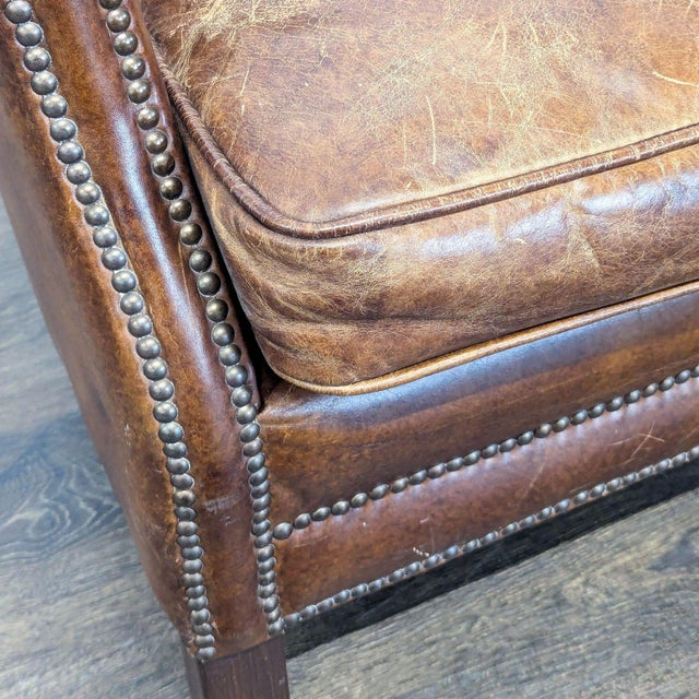 Restoration Hardware Professor Leather Lounge Chair For Sale - Image 10 of 11