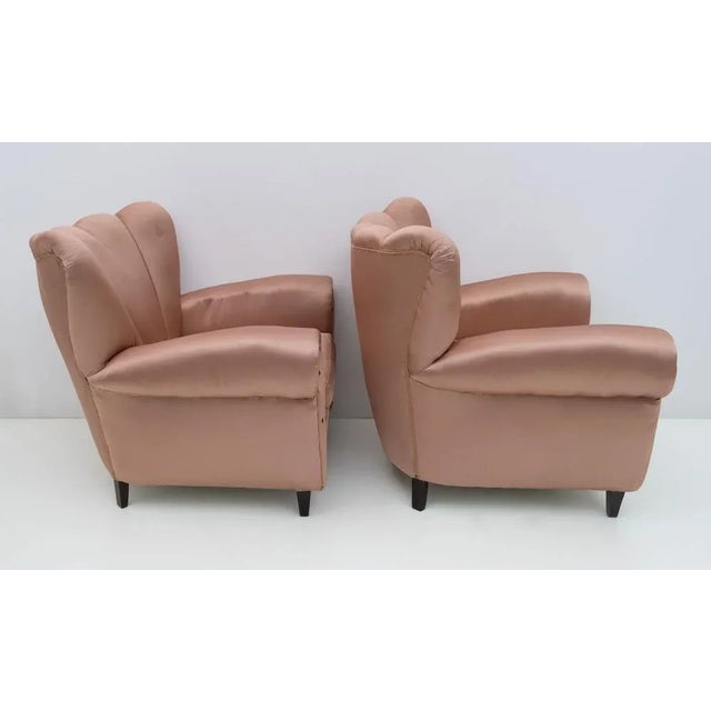 Set of Mid-Century Italian Modern Satin Armchairs, 1950s For Sale - Image 4 of 7