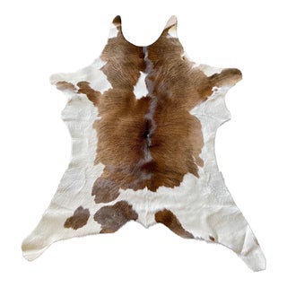 Natural Brown & Calf Hide Throw Rug For Sale