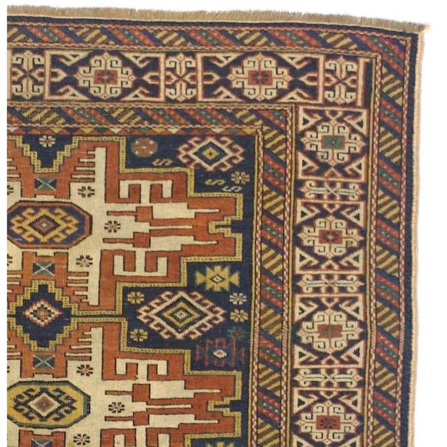 Late 19th Century Antique Caucasian Lezgi Rug 3’8" X 5’3" For Sale - Image 5 of 6