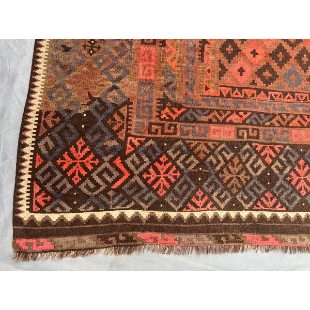 Vintage Afghan Hand-Woven Oversized Kilim Rug | Oriental Rare Palace-Size Tribal Wool Flatweave Rug For Sale - Image 11 of 13