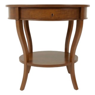 Kensington Regency-Style Round Bedside Table in Solid Mahogany For Sale