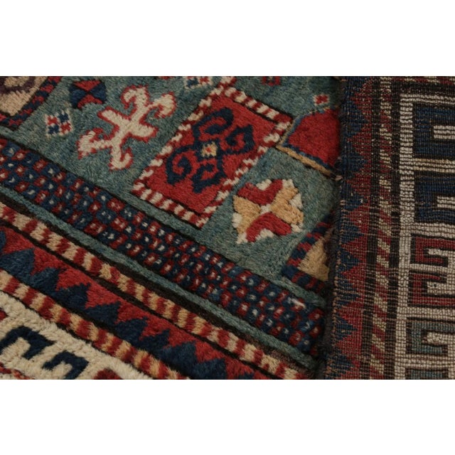 Textile Antique Tribal Kazak Rug, in Teal, With Geometric Patterns, From Rug & Kilim For Sale - Image 7 of 7