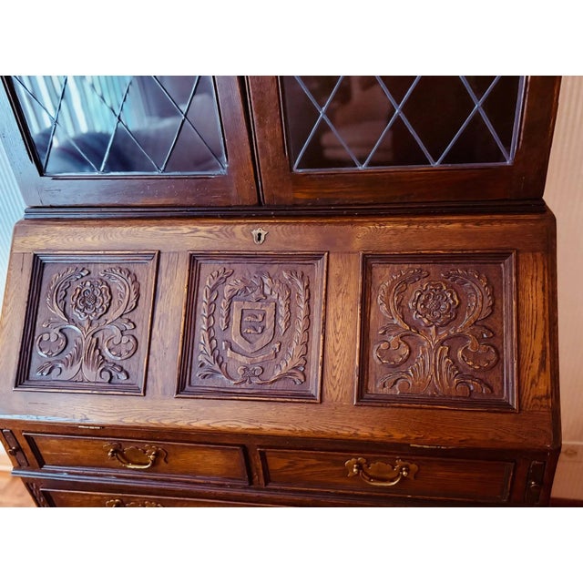 Wood Vintage Traditional Ethan Allen Secretary Desk/Bookcase For Sale - Image 7 of 11