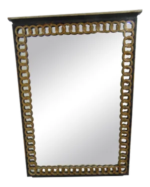 Regency Black & Silver Gilt Ring Mirror