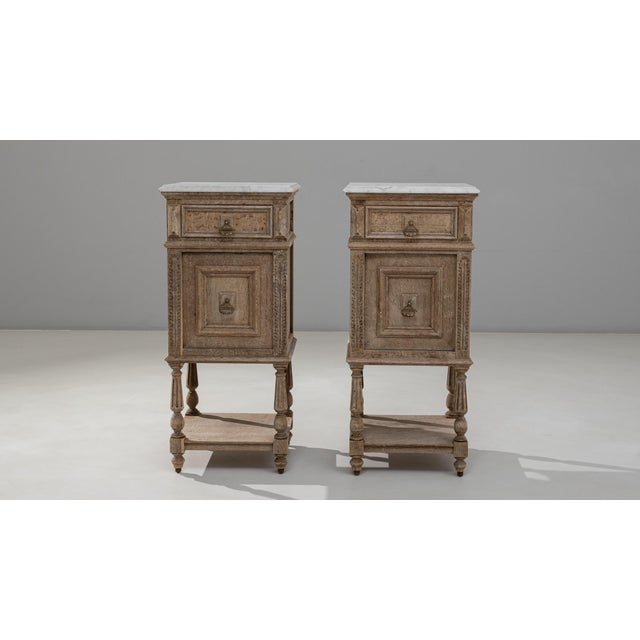 1890s French Louis XVI Bedside Tables With Marble Tops - A Pair For Sale In Greensboro - Image 6 of 18