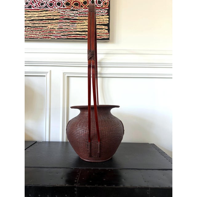 Large Rare Japanese Bamboo Flower Basket Hahakago by Tokosai For Sale - Image 4 of 18