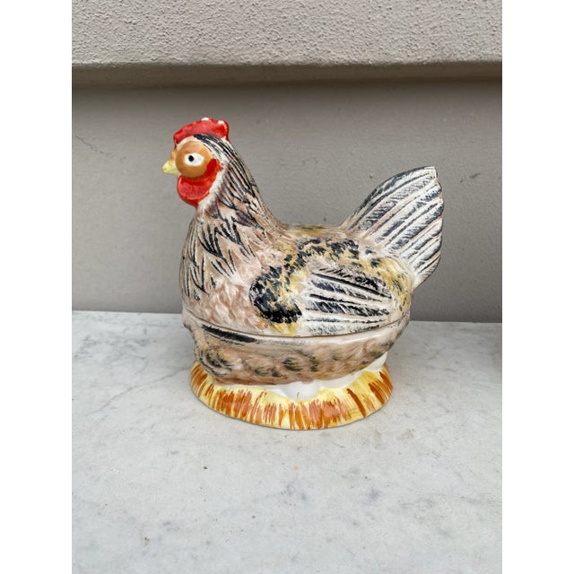 1950s French Majolica Brown Hen Tureen Caugant For Sale - Image 5 of 5