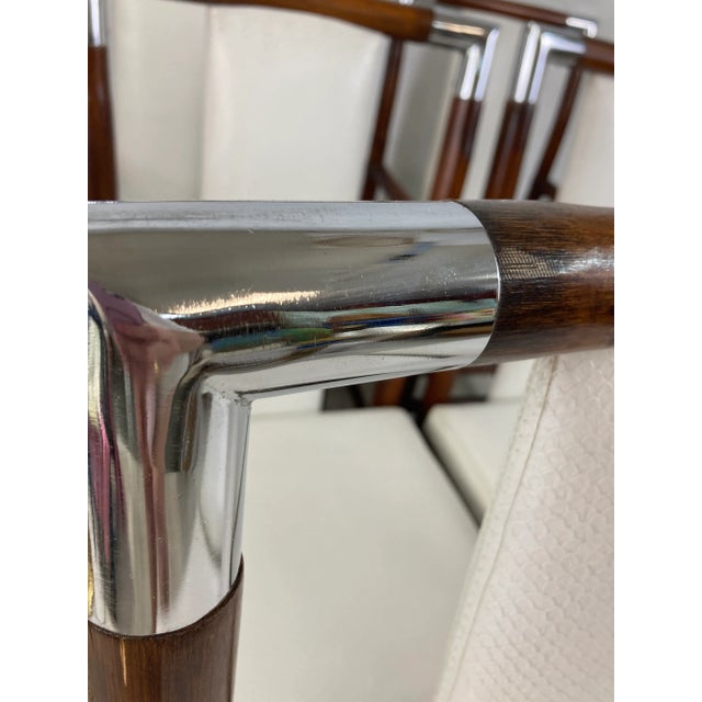 Wood Vintage Rattan Dining Chairs With Chrome and Faux Ostrich,set of Six For Sale - Image 7 of 10