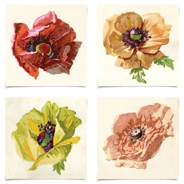 Pignier, Flowerhead, Unframed Artwork - Set Of 4 For Sale In Los Angeles - Image 6 of 6