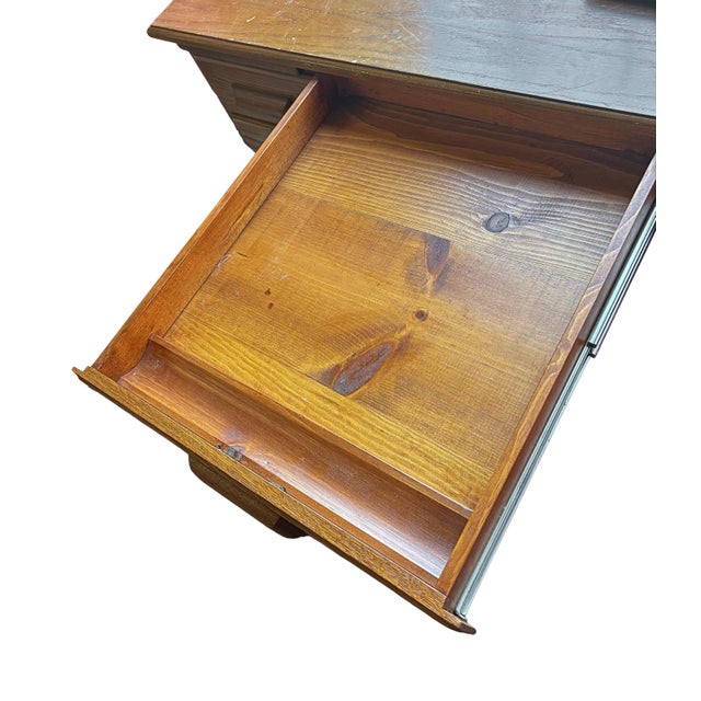 Vintage Oak Double-Pedestal Executive Desk With Writing Slides and File Drawers For Sale - Image 4 of 11