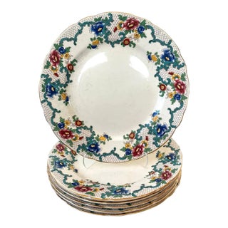 Vintage Royal Cauldon Floral Dinner Plate Set (6 Plates) - Stamped/Made in England For Sale