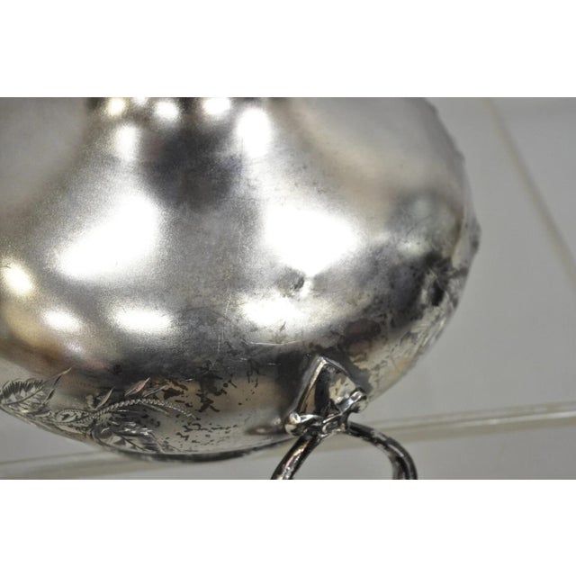 Antique Mead & Robbins Victorian Silver Plated Floral Repousse Fancy Soup Tureen For Sale - Image 10 of 13