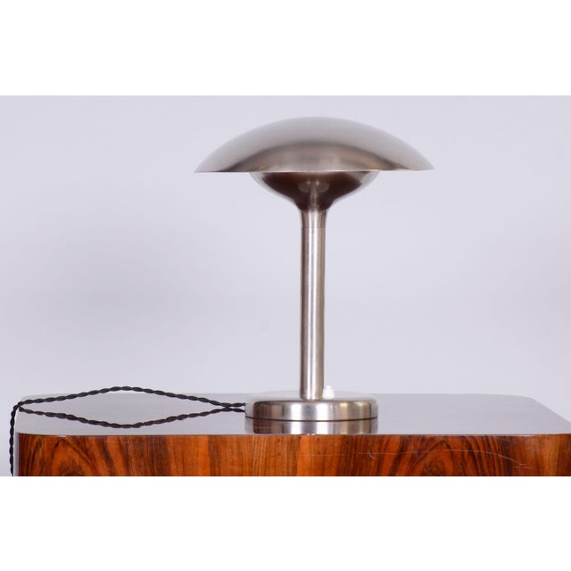 Silver Czech Bauhaus Table Lamp in Nickle-Plated Steel attributed to František Anýž, 1920s For Sale - Image 8 of 8