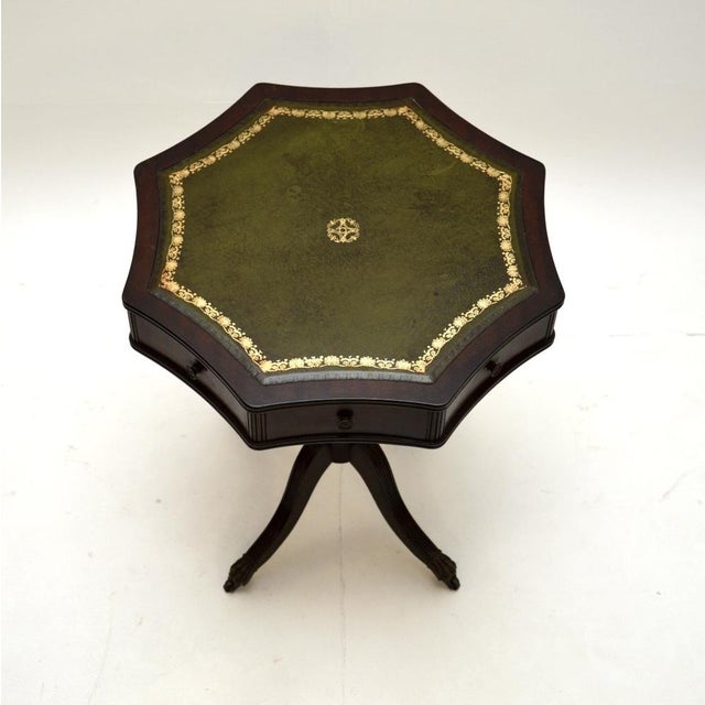 Vintage Georgian Leather Top Drum Table, 1950 For Sale - Image 4 of 7