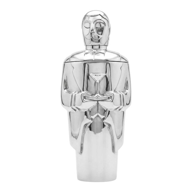 1980s Lenox "The Butler" Silver-Plated Cocktail Shaker – Art Deco Style Barware For Sale