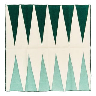 Misette Backgammon Linen Napkins, Set of 4, Green For Sale