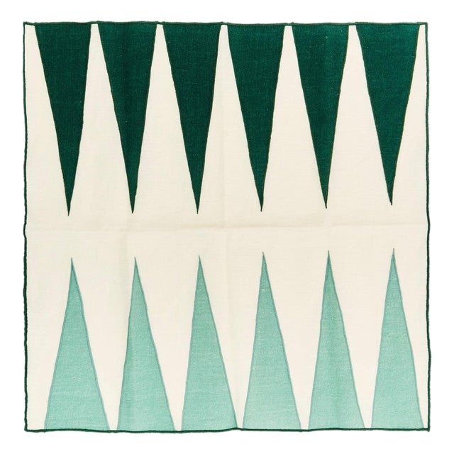 Misette Backgammon Linen Napkins, Set of 4, Green | Chairish