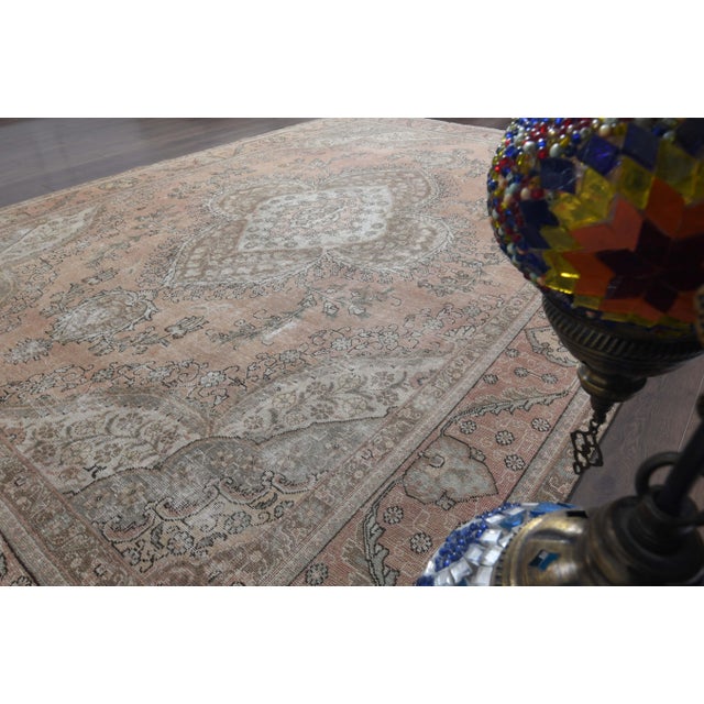 1970s Vintage Persian Handmade Wool Cotton Orange Area Rug For Sale - Image 9 of 11