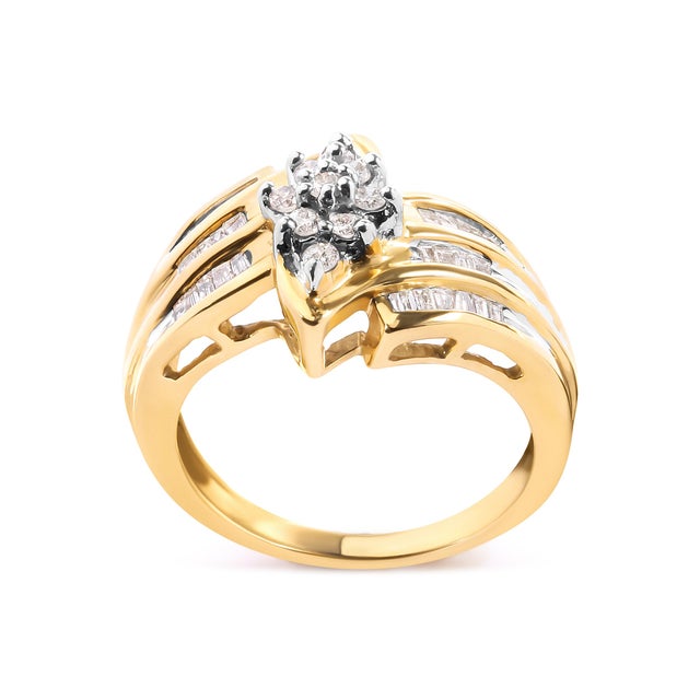 Step into a world of timeless beauty with our 10K yellow gold fashion ring. Crafted with meticulous attention to detail,...