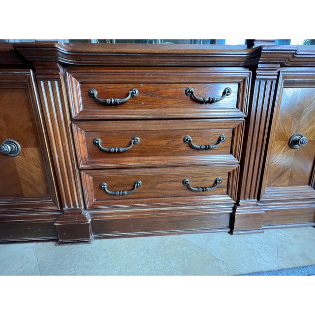 Brown Dining Buffet and Hutch With Glass Doors and Shelves by Lexington For Sale - Image 8 of 12