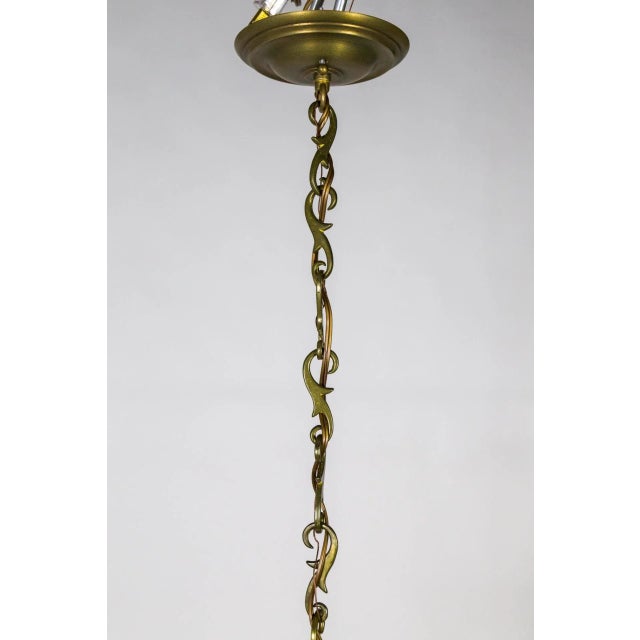 1980s Belle Epoque Style Brass & Glass Bell Jar Lantern With Smoke Bell & Swirling Chain For Sale - Image 12 of 12