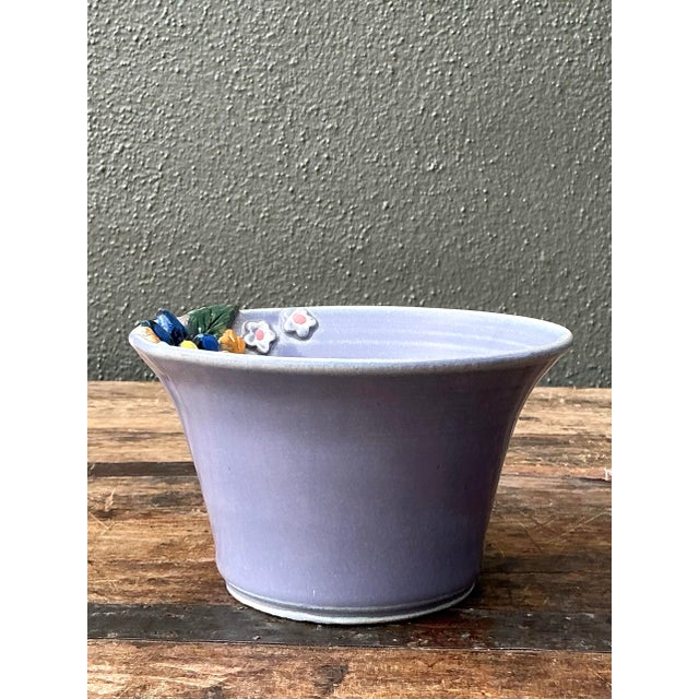 Vintage Original Studio Pottery Double Flower Bowl For Sale - Image 12 of 12