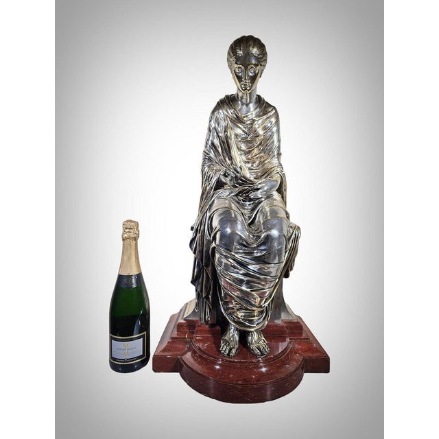 Late 19th Century Bronze Sculpture Depicting Greek Lady Seated, 1875 For Sale - Image 5 of 14