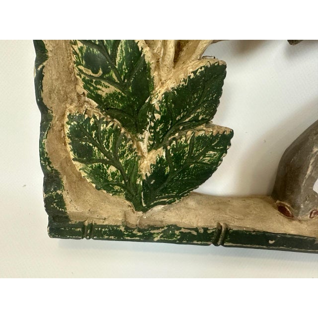 Thai Hand-Painted Wooden Elephant Wall Relief, 1960s For Sale - Image 4 of 11