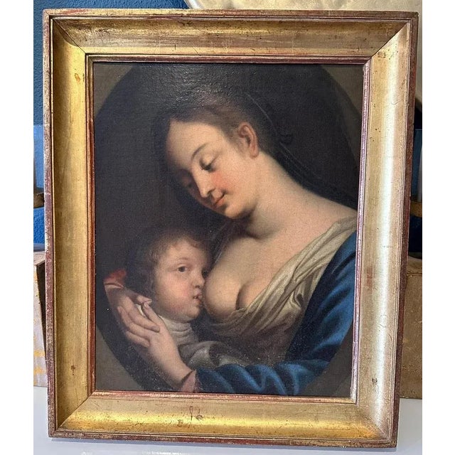 Flemish School Artist, Virgin of the Milk, 17th Century, Oil on Canvas, Framed For Sale - Image 6 of 7