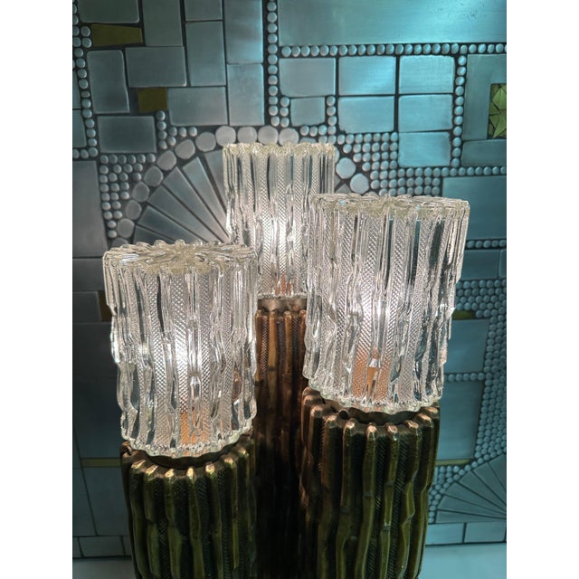 Antique Gold Leaf Plaster Cactus Lamp For Sale - Image 4 of 12