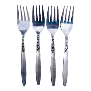 Midcentury Amefa Stainless Steel " Tulip Time " Pattern Dessert Forks- Set of 4