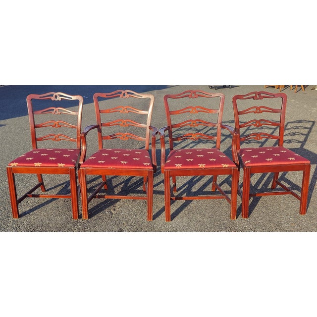 Brown Vintage Pair of 19th Century Style English Chippendale Side Chairs For Sale - Image 8 of 8