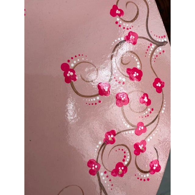 Blush Vintage Whimsical Hand-Painted Cherry Blossom Placemats, Mixed Blush & Bronze, Set of 7 For Sale - Image 8 of 12