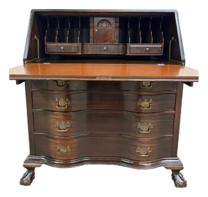 Vintage Chippendale Style Fall Front Drop Front Secretary Desk
