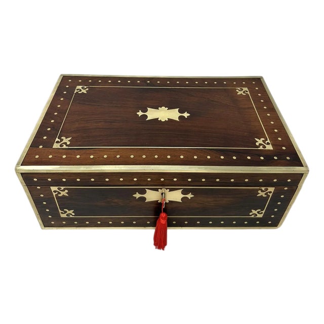 Antique Regency Brass Bound Traveling Desk Wooden Mahogany Writing Slope Regency For Sale