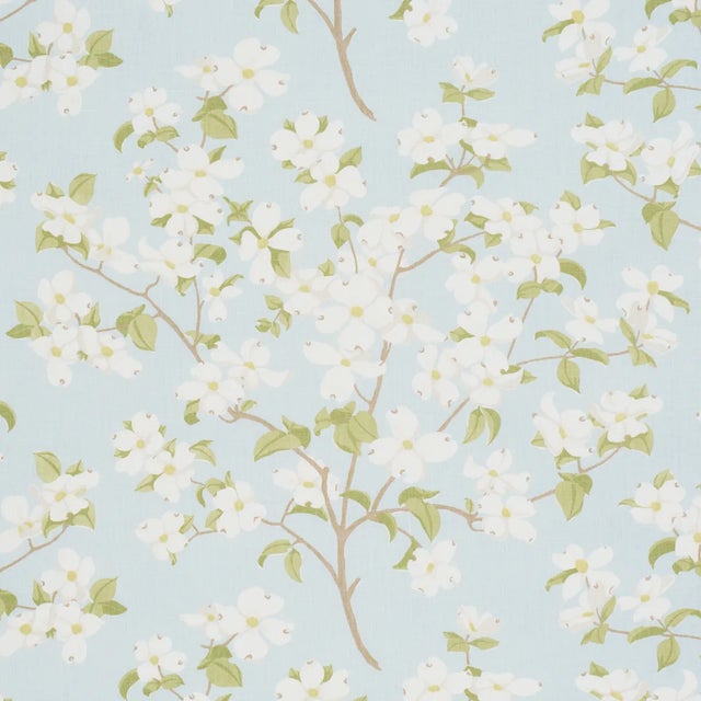 SAMPLE - Schumacher Blooming Branch Fabric In Sky For Sale