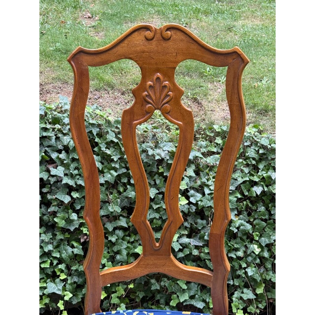 Wood Vintage Gravely Furniture Carved French Upholstered Chairs - Set of 6 For Sale - Image 7 of 12