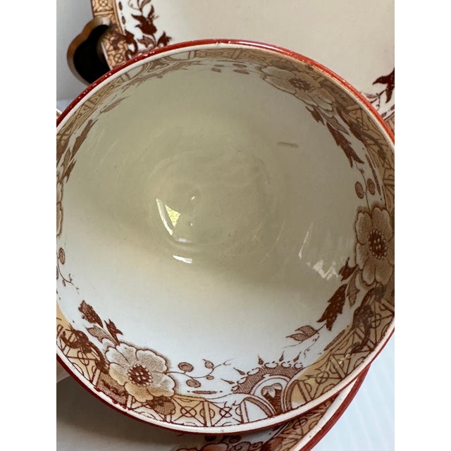 Antique 1880s Sarreguemine Kyoto France Tea Cup and Saucer Set for Two(2) For Sale - Image 16 of 18