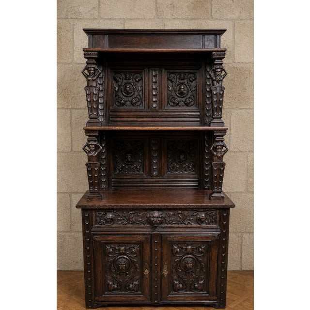 Renaissance Two-Part Buffet in Oak For Sale - Image 4 of 6