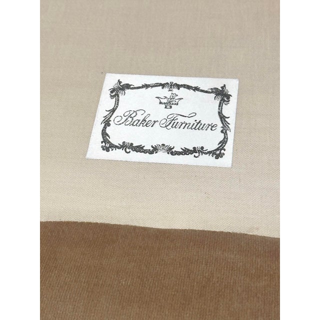 Sand Vintage MCM Baker Furniture Sand Velvet Tuxedo Sofa For Sale - Image 8 of 8