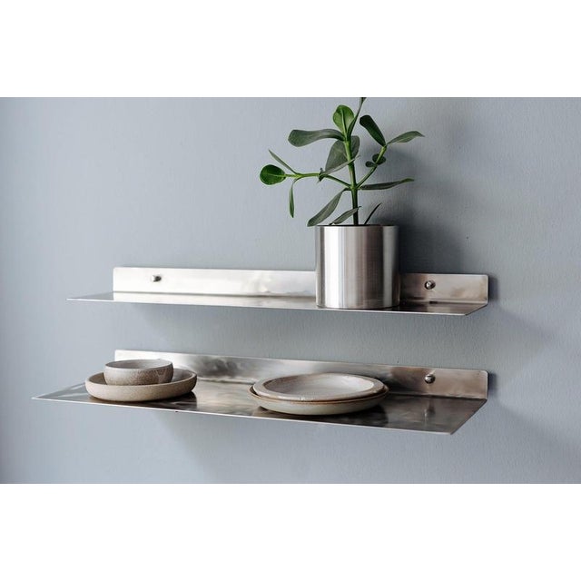 Large Wall Shelf in Brushed Stainless Steel by Form & Eisen For Sale - Image 10 of 18