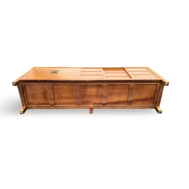 Vintage Baker Furniture Figured Walnut Brass Mounted Credenza Sideboard - Attributed to Frank Van Steenberg For Sale - Image 18 of 18
