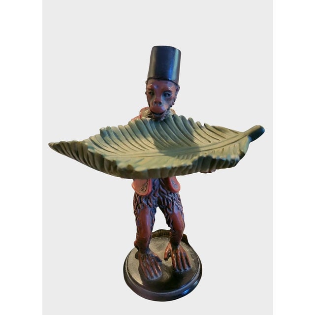 1980s Vintage Monkey Butler Palm Beach Regency Style Catchall Card Holder For Sale - Image 5 of 10