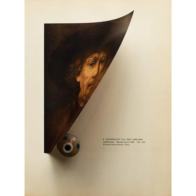 1954 After Rembrandt Van Rijn "Self-Portrait", Vintage Full-Color Print For Sale - Image 4 of 8