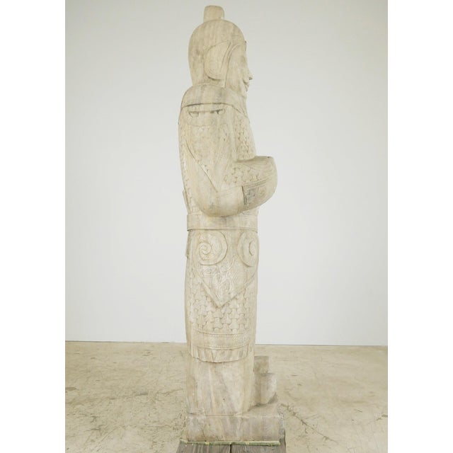 Mid 20th Century Pair of 5.5 Ft. Chinese Marble Civil Officer & Military Leader Statues For Sale - Image 4 of 16